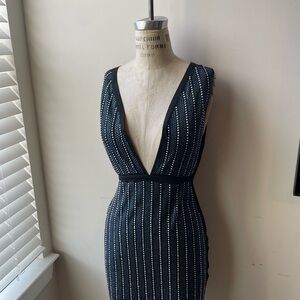 Elegant Black and White Striped Dress